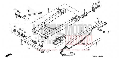 BRAS OSCILLANT/CARTER DE CHAINE CB450SG de 1986